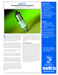Thumbnail of document Data Sheet - 516 Industrial OEM Pressure Transducer